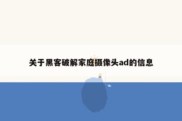 关于黑客破解家庭摄像头ad的信息