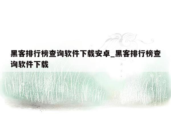 黑客排行榜查询软件下载安卓_黑客排行榜查询软件下载