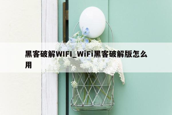 黑客破解WIFI_WiFi黑客破解版怎么用