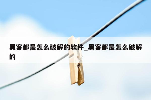 黑客都是怎么破解的软件_黑客都是怎么破解的