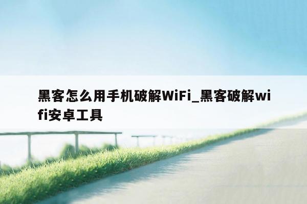 黑客怎么用手机破解WiFi_黑客破解wifi安卓工具