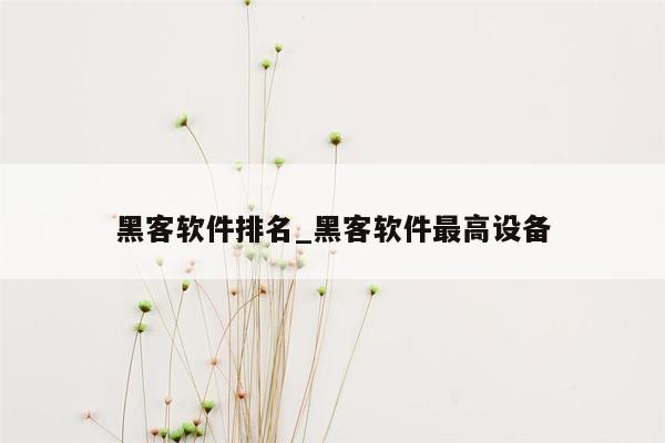 黑客软件排名_黑客软件最高设备