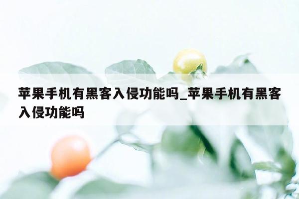 苹果手机有黑客入侵功能吗_苹果手机有黑客入侵功能吗