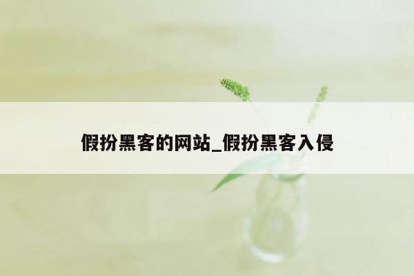 假扮黑客的网站_假扮黑客入侵