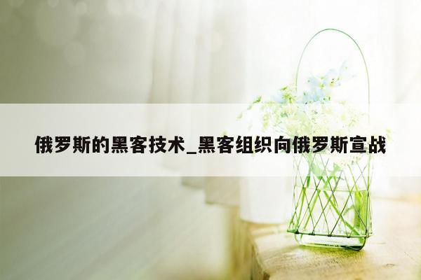 俄罗斯的黑客技术_黑客组织向俄罗斯宣战