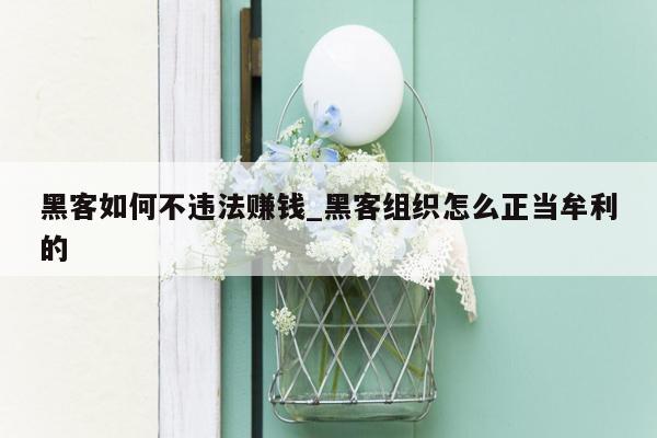 黑客如何不违法赚钱_黑客组织怎么正当牟利的