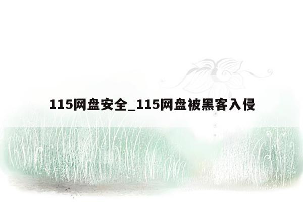 115网盘安全_115网盘被黑客入侵