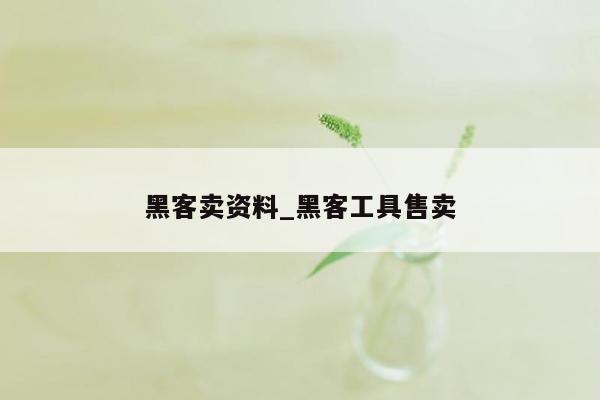 黑客卖资料_黑客工具售卖