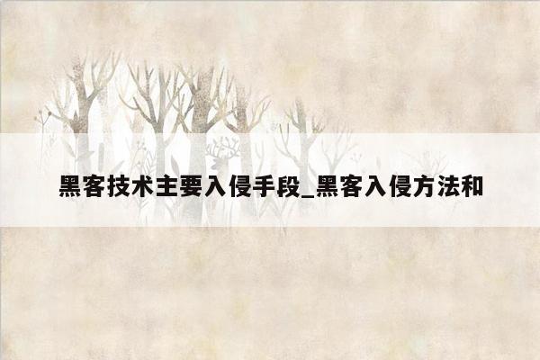 黑客技术主要入侵手段_黑客入侵方法和