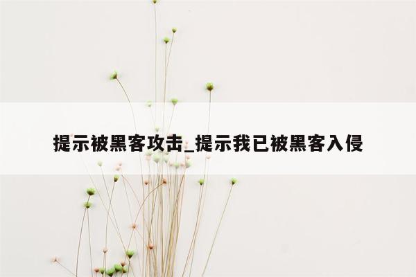 提示被黑客攻击_提示我已被黑客入侵