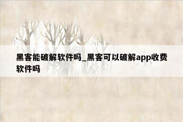 黑客能破解软件吗_黑客可以破解app收费软件吗