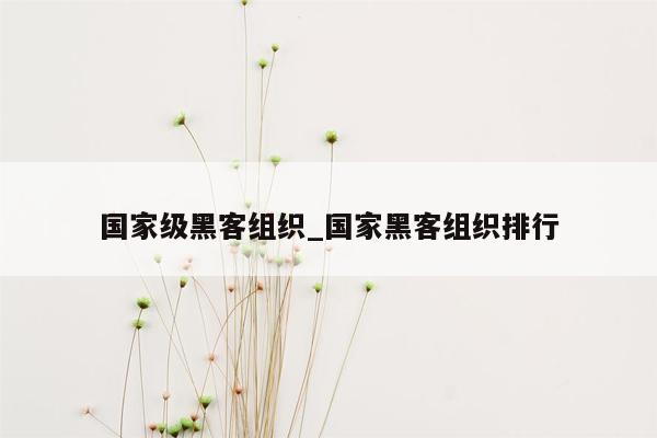 国家级黑客组织_国家黑客组织排行