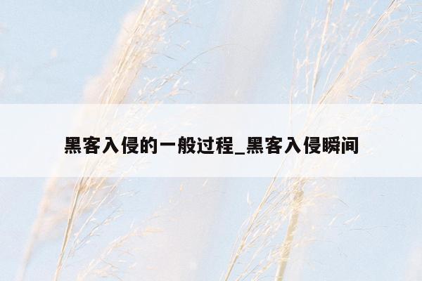 黑客入侵的一般过程_黑客入侵瞬间