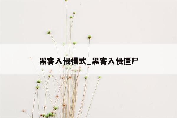 黑客入侵模式_黑客入侵僵尸