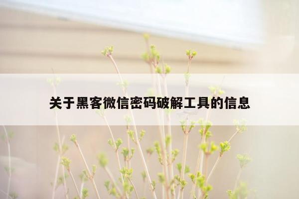 关于黑客微信密码破解工具的信息