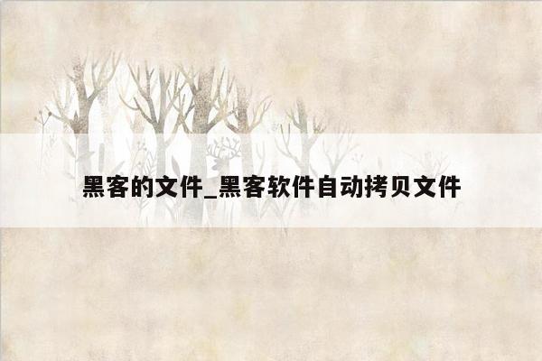 黑客的文件_黑客软件自动拷贝文件
