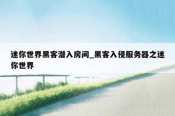 迷你世界黑客潜入房间_黑客入侵服务器之迷你世界