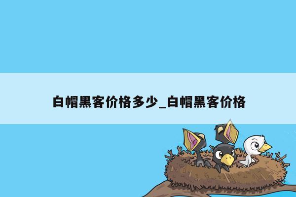 白帽黑客价格多少_白帽黑客价格