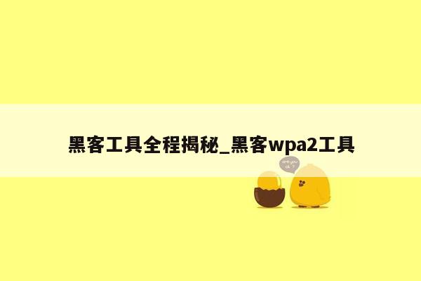 黑客工具全程揭秘_黑客wpa2工具