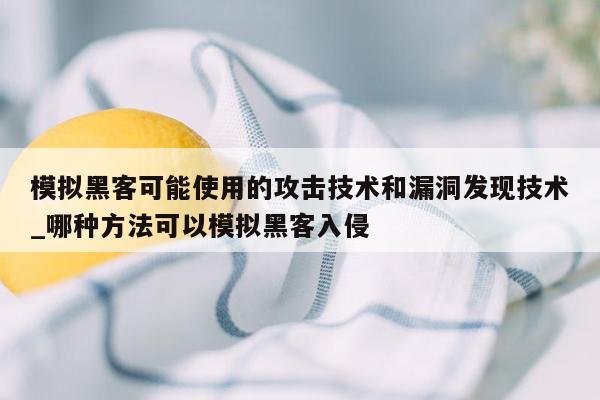 模拟黑客可能使用的攻击技术和漏洞发现技术_哪种方法可以模拟黑客入侵