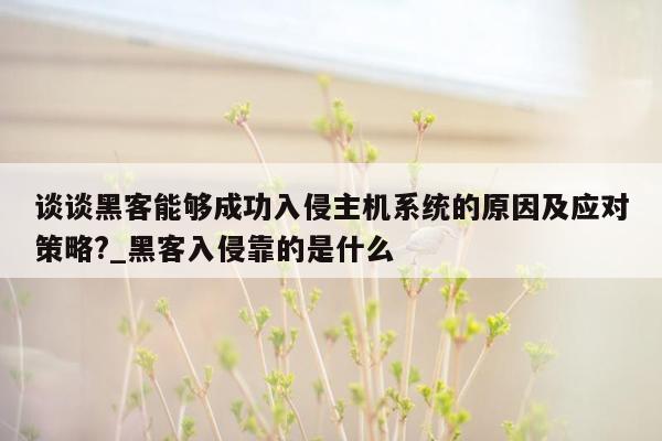 谈谈黑客能够成功入侵主机系统的原因及应对策略?_黑客入侵靠的是什么