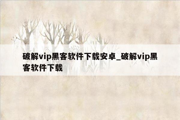 破解vip黑客软件下载安卓_破解vip黑客软件下载