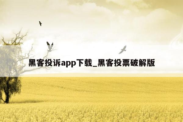 黑客投诉app下载_黑客投票破解版