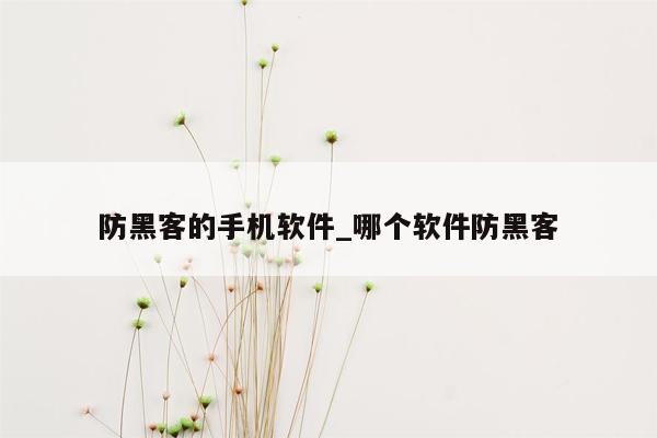 防黑客的手机软件_哪个软件防黑客