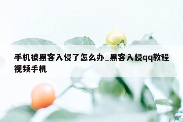 手机被黑客入侵了怎么办_黑客入侵qq教程视频手机