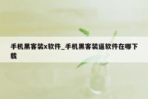 手机黑客装x软件_手机黑客装逼软件在哪下载