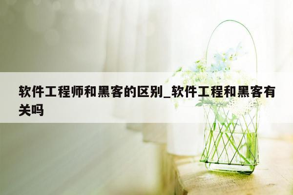 软件工程师和黑客的区别_软件工程和黑客有关吗