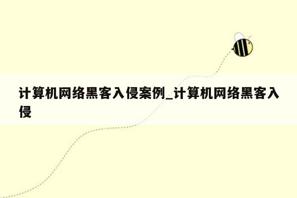 计算机网络黑客入侵案例_计算机网络黑客入侵