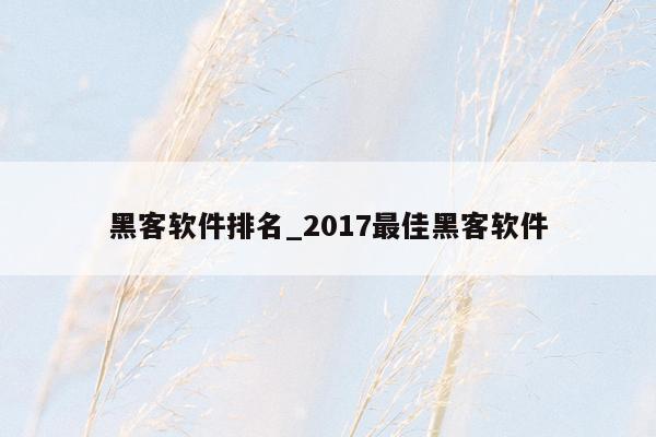 黑客软件排名_2017最佳黑客软件