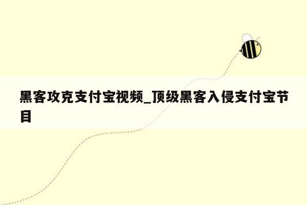 黑客攻克支付宝视频_顶级黑客入侵支付宝节目