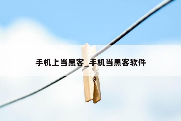 手机上当黑客_手机当黑客软件