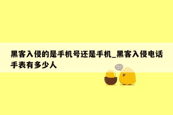 黑客入侵的是手机号还是手机_黑客入侵电话手表有多少人