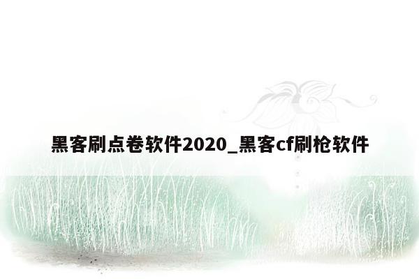 黑客刷点卷软件2020_黑客cf刷枪软件