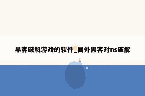 黑客破解游戏的软件_国外黑客对ns破解