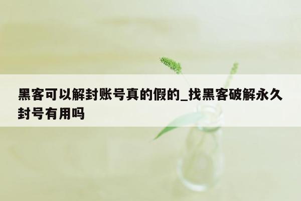 黑客可以解封账号真的假的_找黑客破解永久封号有用吗