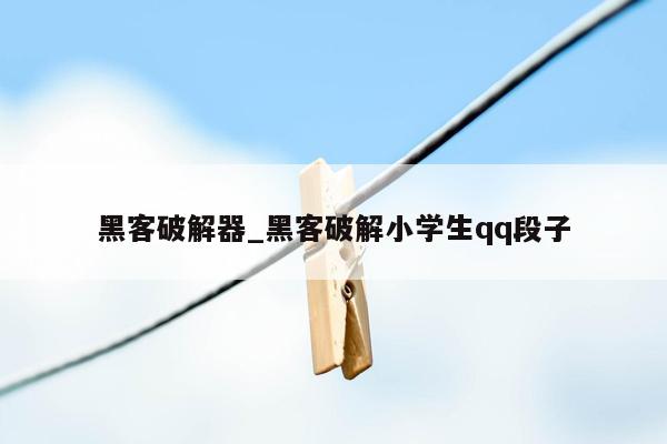 黑客破解器_黑客破解小学生qq段子