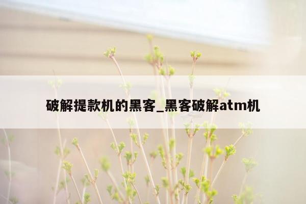 破解提款机的黑客_黑客破解atm机