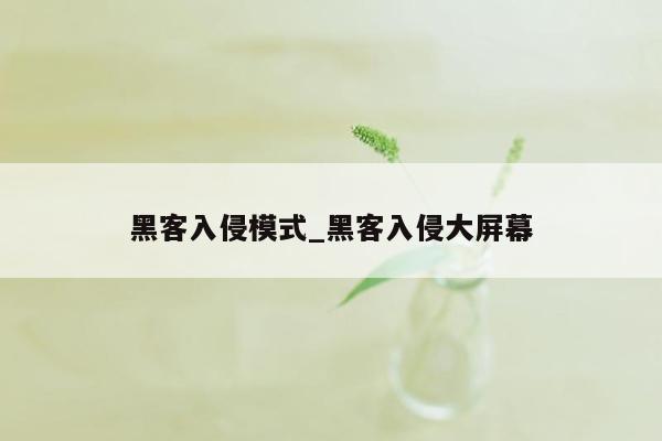 黑客入侵模式_黑客入侵大屏幕