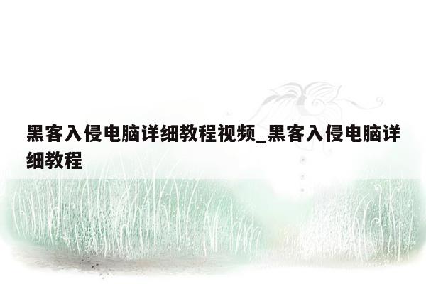 黑客入侵电脑详细教程视频_黑客入侵电脑详细教程