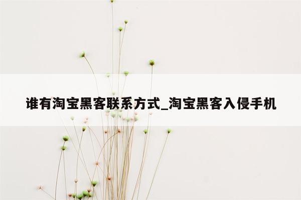 谁有淘宝黑客联系方式_淘宝黑客入侵手机