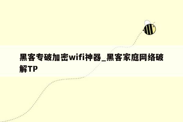 黑客专破加密wifi神器_黑客家庭网络破解TP