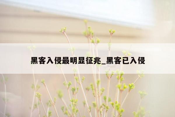 黑客入侵最明显征兆_黑客已入侵