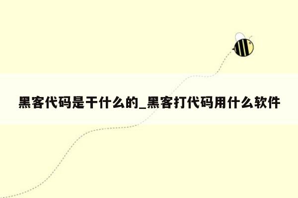 黑客代码是干什么的_黑客打代码用什么软件