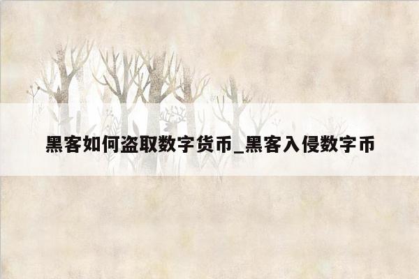 黑客如何盗取数字货币_黑客入侵数字币