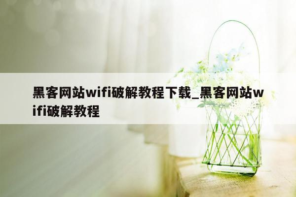 黑客网站wifi破解教程下载_黑客网站wifi破解教程