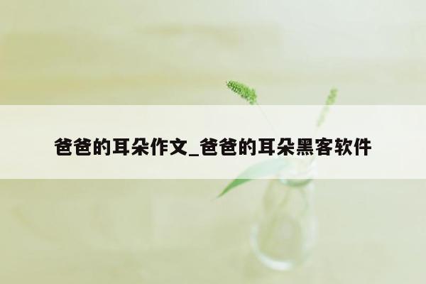 爸爸的耳朵作文_爸爸的耳朵黑客软件